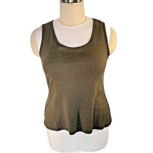 INC - Women's 2X Tank Top Olive Green and Gold Speck Ribbed Round Neck